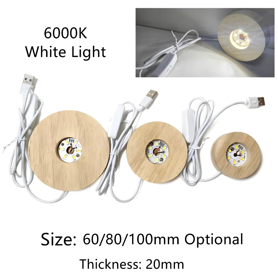 Base LED de madera cuadrada con mando RGB para figuras