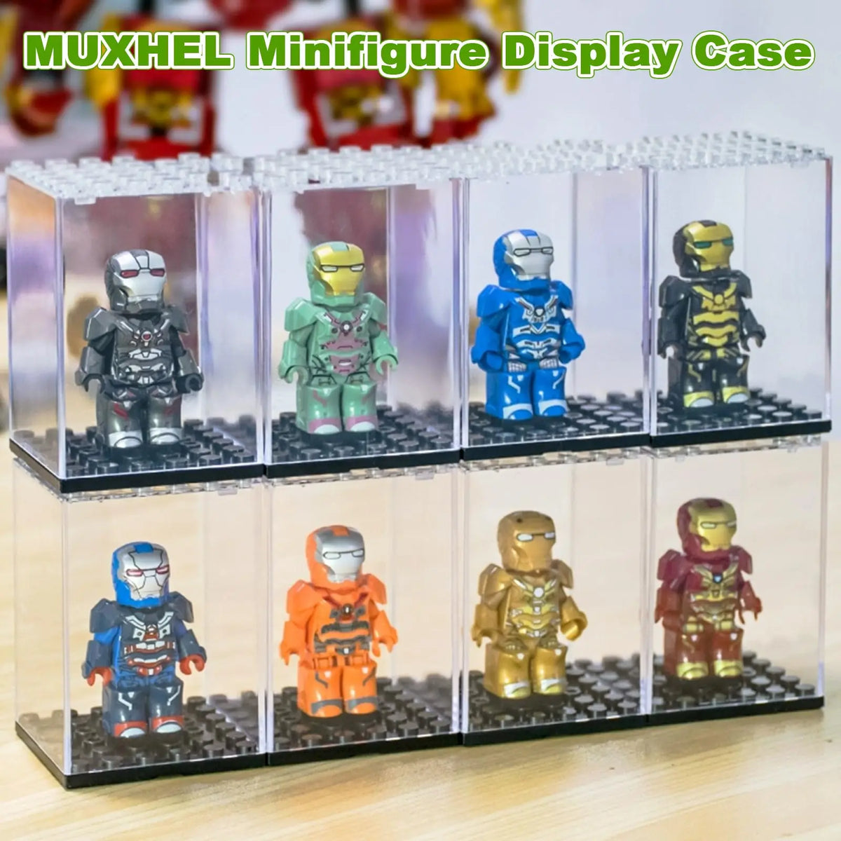 Urnas acrílicas apilables para minifiguras