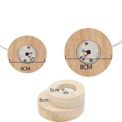 Base LED de madera redonda para figuras y cristal 6-8 cm