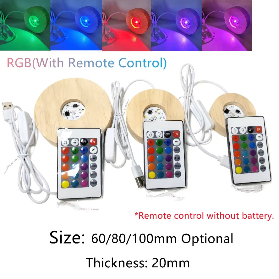 Base LED de madera cuadrada con mando RGB para figuras