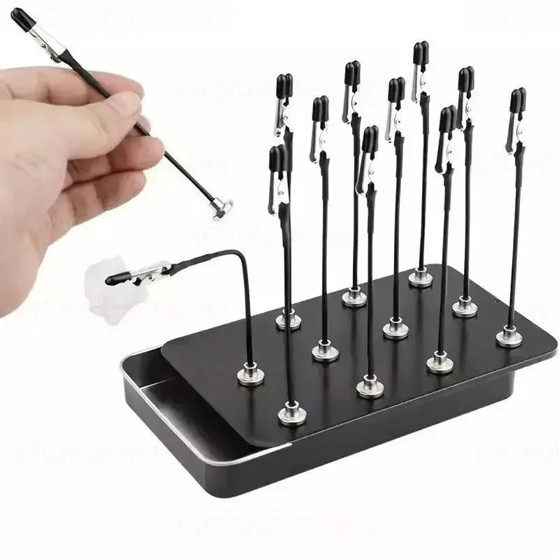 Soporte De Pintura Con 12 Pinzas Magnéticas Flexibles Y Caja Metálica