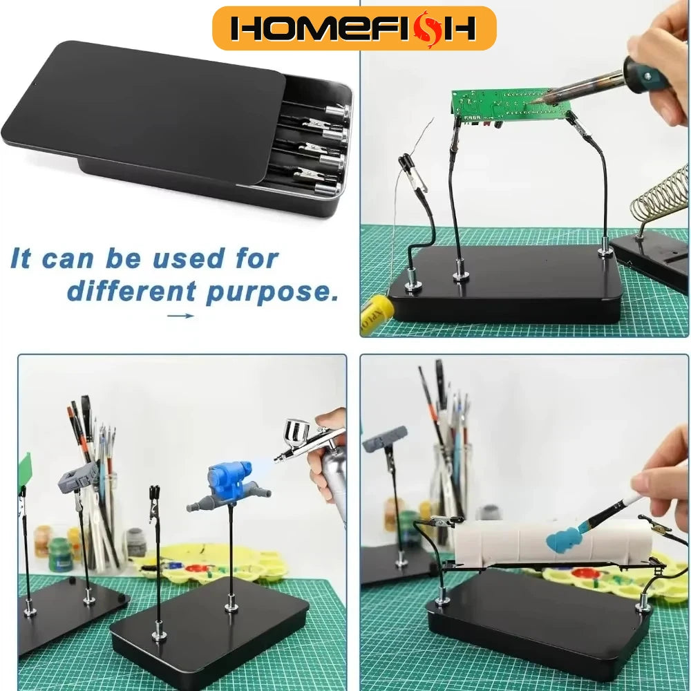Soporte De Pintura Con 12 Pinzas Magnéticas Flexibles Y Caja Metálica