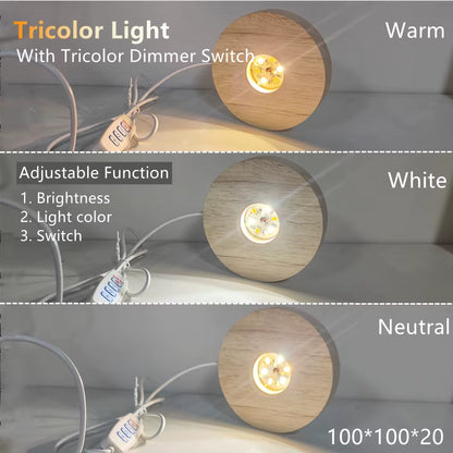 Base LED de madera cuadrada con mando RGB para figuras