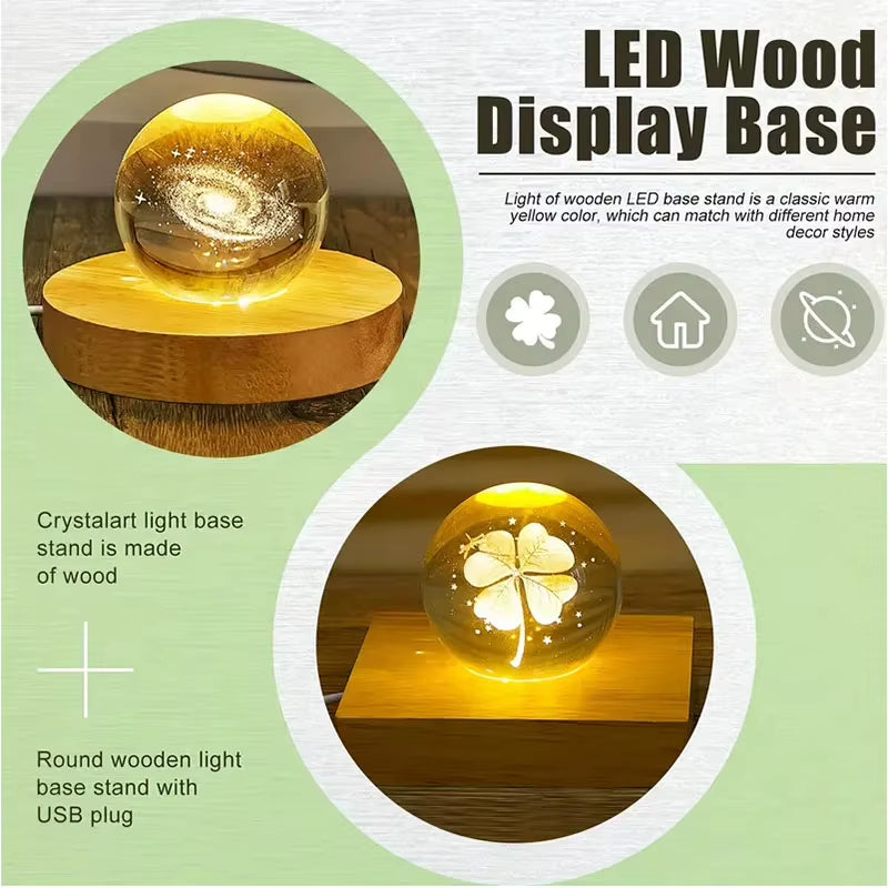 Base LED de madera redonda para figuras y cristal 6-8 cm