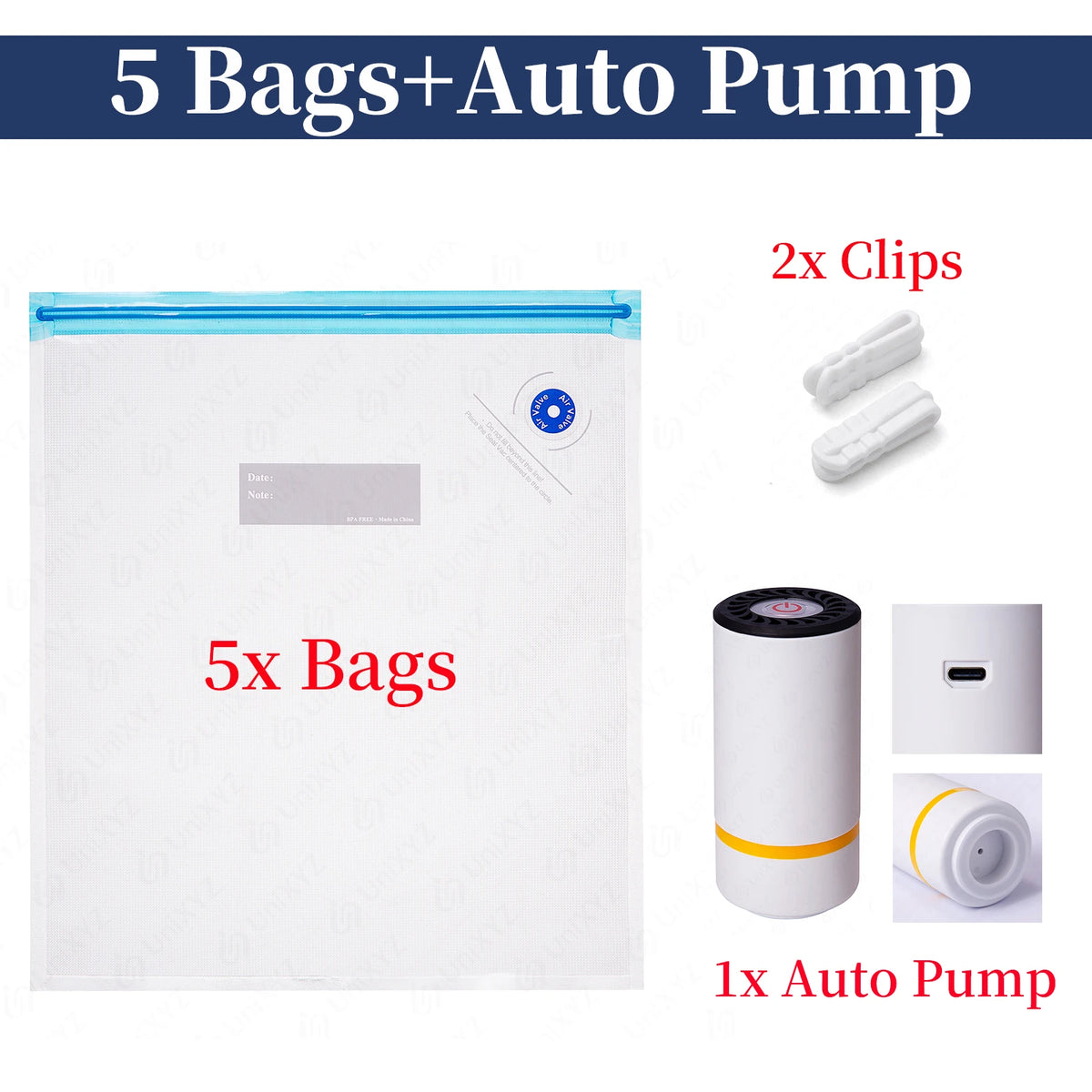 Kit De 5 Bolsas De Vacío Para Filamento Con Bomba Eléctrica