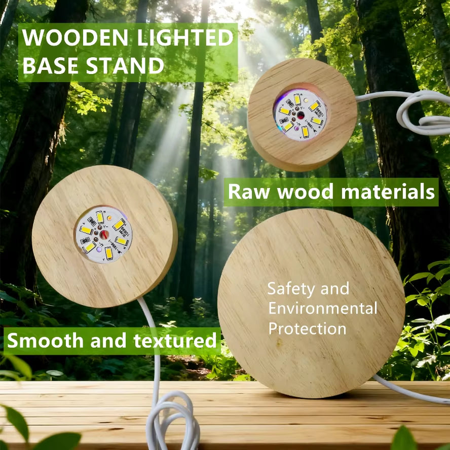 Base LED de madera cuadrada con mando RGB para figuras